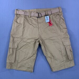 NEW B Street Cargo Shorts Mens 44 Camel Tan Utility Belted‎ Pockets Outdoor Y2K